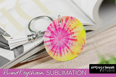 Tie Dye Keychain - Rainbow Keychain Sublimation Design Sublimation OrangeBrushStudio 