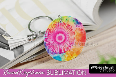 Tie Dye Keychain - Rainbow Keychain Sublimation Design Sublimation OrangeBrushStudio 