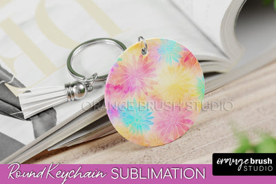 Tie Dye Keychain - Rainbow Keychain Sublimation Design Sublimation OrangeBrushStudio 