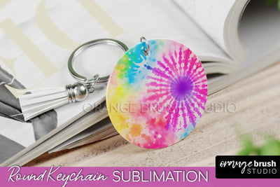 Tie Dye Keychain - Rainbow Keychain Sublimation Design Sublimation OrangeBrushStudio 