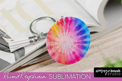 Tie Dye Keychain - Rainbow Keychain Sublimation Design Sublimation OrangeBrushStudio 