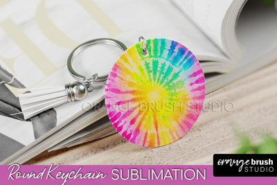 Tie Dye Keychain - Rainbow Keychain Sublimation Design Sublimation OrangeBrushStudio 
