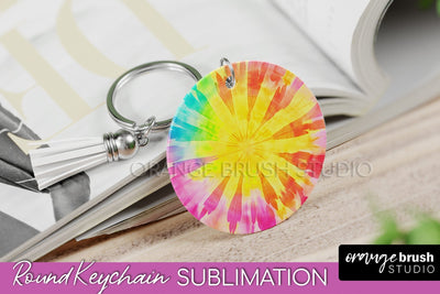 Tie Dye Keychain - Rainbow Keychain Sublimation Design Sublimation OrangeBrushStudio 