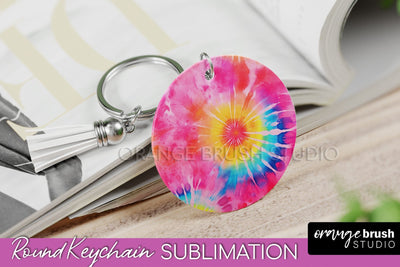 Tie Dye Keychain - Rainbow Keychain Sublimation Design Sublimation OrangeBrushStudio 