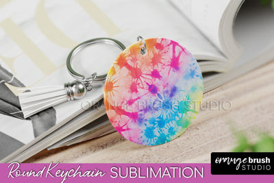Tie Dye Keychain - Rainbow Keychain Sublimation Design Sublimation OrangeBrushStudio 