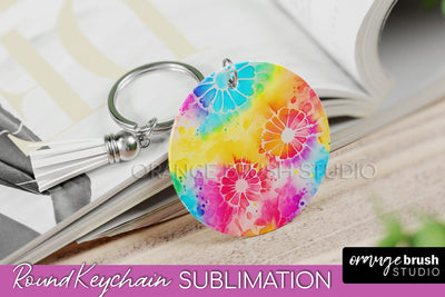 Tie Dye Keychain - Rainbow Keychain Sublimation Design Sublimation OrangeBrushStudio 