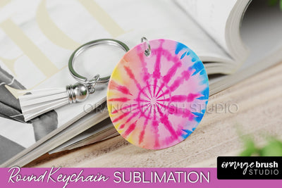 Tie Dye Keychain - Rainbow Keychain Sublimation Design Sublimation OrangeBrushStudio 