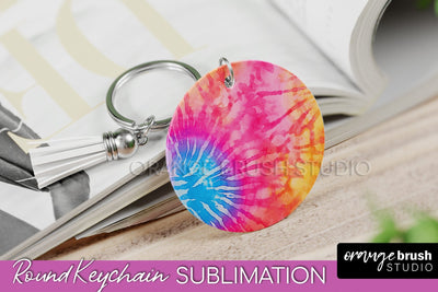 Tie Dye Keychain - Rainbow Keychain Sublimation Design Sublimation OrangeBrushStudio 
