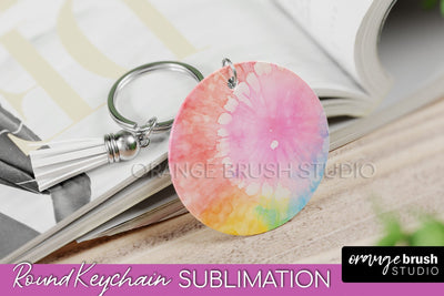 Tie Dye Keychain - Rainbow Keychain Sublimation Design Sublimation OrangeBrushStudio 