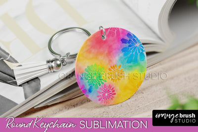 Tie Dye Keychain - Rainbow Keychain Sublimation Design Sublimation OrangeBrushStudio 