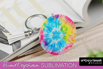 Tie Dye Keychain - Rainbow Keychain Sublimation Design Sublimation OrangeBrushStudio 