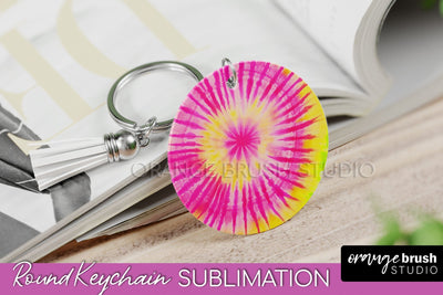 Tie Dye Keychain - Rainbow Keychain Sublimation Design Sublimation OrangeBrushStudio 