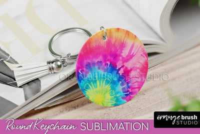 Tie Dye Keychain - Rainbow Keychain Sublimation Design Sublimation OrangeBrushStudio 