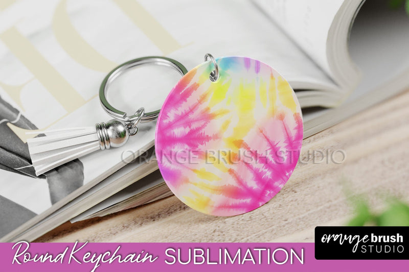 Tie Dye Keychain - Rainbow Keychain Sublimation Design Sublimation OrangeBrushStudio 