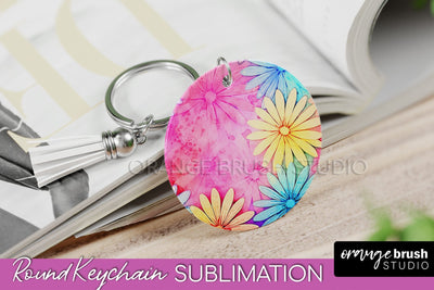 Tie Dye Keychain - Rainbow Keychain Sublimation Design Sublimation OrangeBrushStudio 