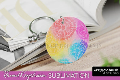 Tie Dye Keychain - Rainbow Keychain Sublimation Design Sublimation OrangeBrushStudio 