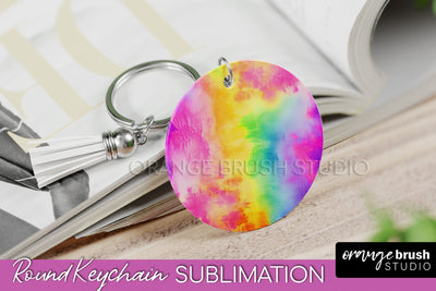 Tie Dye Keychain - Rainbow Keychain Sublimation Design Sublimation OrangeBrushStudio 