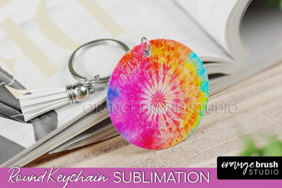 Tie Dye Keychain - Rainbow Keychain Sublimation Design Sublimation OrangeBrushStudio 