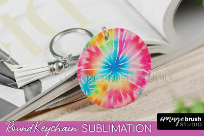 Tie Dye Keychain - Rainbow Keychain Sublimation Design Sublimation OrangeBrushStudio 