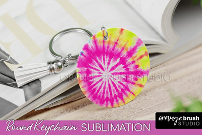 Tie Dye Keychain - Rainbow Keychain Sublimation Design Sublimation OrangeBrushStudio 