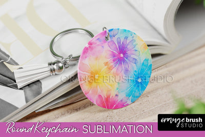 Tie Dye Keychain - Rainbow Keychain Sublimation Design Sublimation OrangeBrushStudio 