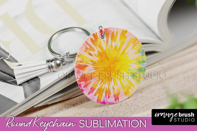 Tie Dye Keychain - Rainbow Keychain Sublimation Design Sublimation OrangeBrushStudio 