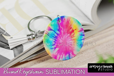 Tie Dye Keychain - Rainbow Keychain Sublimation Design Sublimation OrangeBrushStudio 