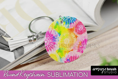 Tie Dye Keychain - Rainbow Keychain Sublimation Design Sublimation OrangeBrushStudio 