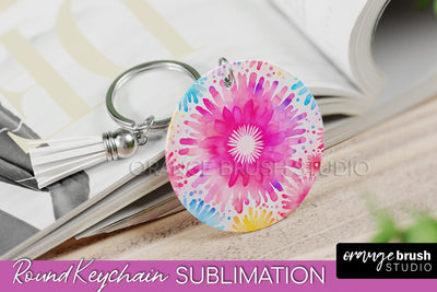 Tie Dye Keychain - Rainbow Keychain Sublimation Design Sublimation OrangeBrushStudio 