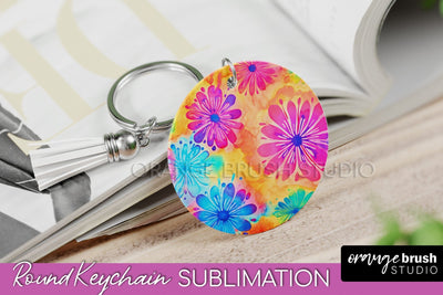 Tie Dye Keychain - Rainbow Keychain Sublimation Design Sublimation OrangeBrushStudio 