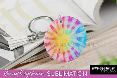 Tie Dye Keychain - Rainbow Keychain Sublimation Design Sublimation OrangeBrushStudio 
