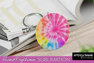 Tie Dye Keychain - Rainbow Keychain Sublimation Design Sublimation OrangeBrushStudio 