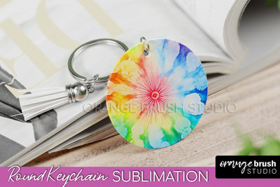 Tie Dye Keychain - Rainbow Keychain Sublimation Design Sublimation OrangeBrushStudio 