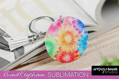 Tie Dye Keychain - Rainbow Keychain Sublimation Design Sublimation OrangeBrushStudio 