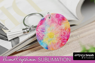 Tie Dye Keychain - Rainbow Keychain Sublimation Design Sublimation OrangeBrushStudio 