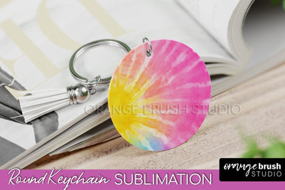 Tie Dye Keychain - Rainbow Keychain Sublimation Design Sublimation OrangeBrushStudio 