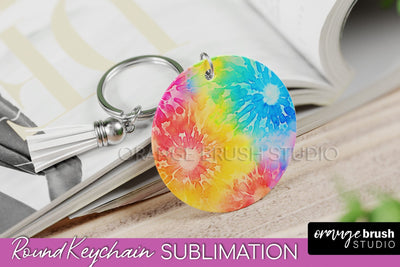 Tie Dye Keychain - Rainbow Keychain Sublimation Design Sublimation OrangeBrushStudio 