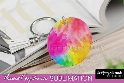 Tie Dye Keychain - Rainbow Keychain Sublimation Design Sublimation OrangeBrushStudio 