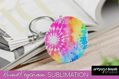 Tie Dye Keychain - Rainbow Keychain Sublimation Design Sublimation OrangeBrushStudio 