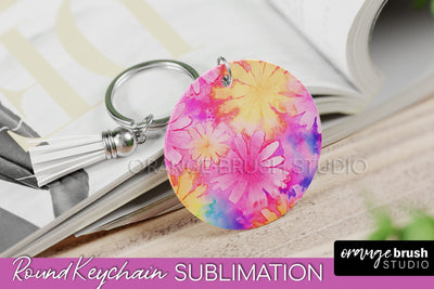 Tie Dye Keychain - Rainbow Keychain Sublimation Design Sublimation OrangeBrushStudio 