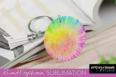 Tie Dye Keychain - Rainbow Keychain Sublimation Design Sublimation OrangeBrushStudio 