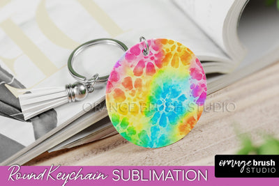Tie Dye Keychain - Rainbow Keychain Sublimation Design Sublimation OrangeBrushStudio 