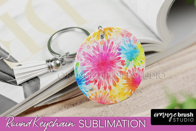 Tie Dye Keychain - Rainbow Keychain Sublimation Design Sublimation OrangeBrushStudio 