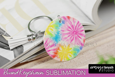 Tie Dye Keychain - Rainbow Keychain Sublimation Design Sublimation OrangeBrushStudio 