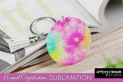 Tie Dye Keychain - Rainbow Keychain Sublimation Design Sublimation OrangeBrushStudio 
