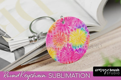 Tie Dye Keychain - Rainbow Keychain Sublimation Design Sublimation OrangeBrushStudio 
