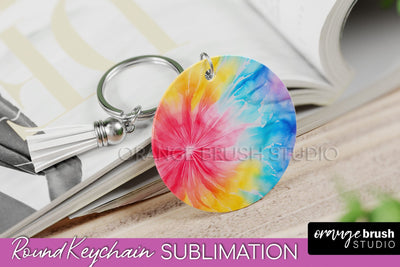 Tie Dye Keychain - Rainbow Keychain Sublimation Design Sublimation OrangeBrushStudio 