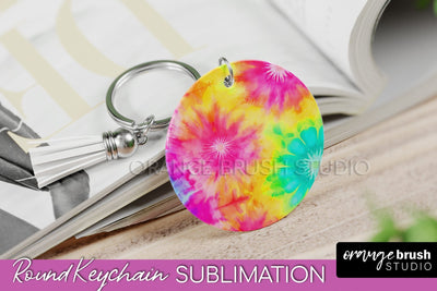 Tie Dye Keychain - Rainbow Keychain Sublimation Design Sublimation OrangeBrushStudio 