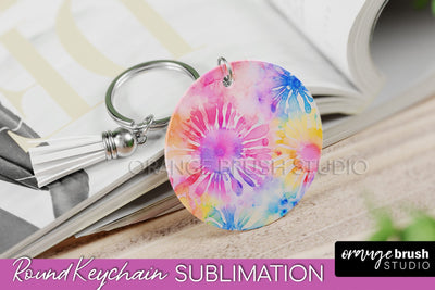 Tie Dye Keychain - Rainbow Keychain Sublimation Design Sublimation OrangeBrushStudio 