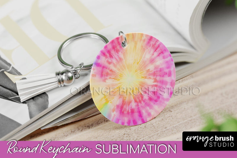 Tie Dye Keychain - Rainbow Keychain Sublimation Design Sublimation OrangeBrushStudio 